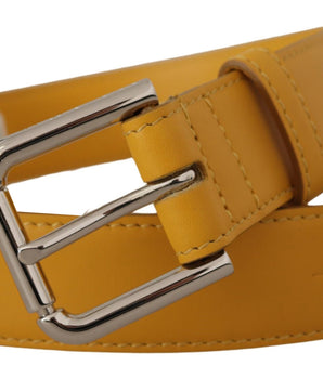 Dolce &amp; Gabbana Elegante Cinturón de Piel en Amarillo Sol