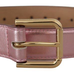 Dolce & Gabbana Elegant Metallic Pink Leather Belt