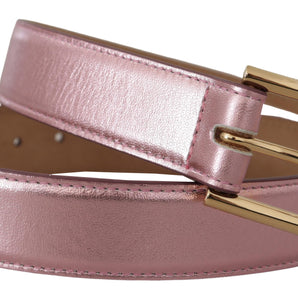 Dolce &amp; Gabbana Elegant Metallic Pink Leather Belt