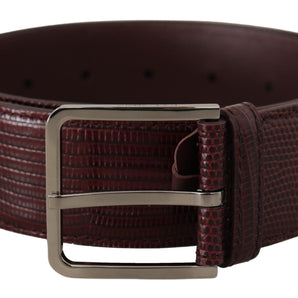 Dolce & Gabbana Elegant Maroon Leather Belt with Engraved Buckle