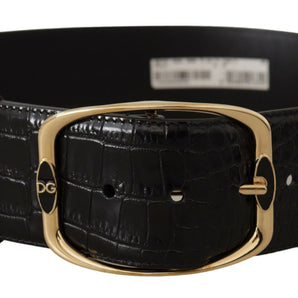 Dolce &amp; Gabbana Elegant Black Leather Logo Belt