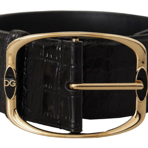 Dolce &amp; Gabbana Elegant Black Leather Logo Belt