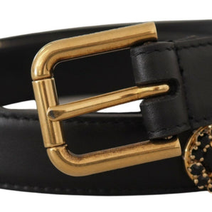 Dolce & Gabbana Elegant Black Leather Logo Belt