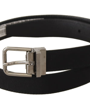 Dolce & Gabbana Black Canvas Leather Silver Tone Metal Buckle Belt