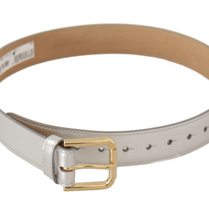 Dolce &amp; Gabbana Engraved Silver-Toned Leather Belt