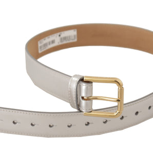 Dolce &amp; Gabbana Engraved Silver-Toned Leather Belt