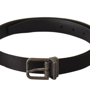 Dolce &amp; Gabbana Elegant Black Leather Belt with Metal Buckle