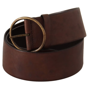 Dolce &amp; Gabbana Elegant Leather Belt with Engraved Buckle