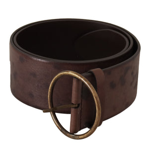 Dolce &amp; Gabbana Elegant Dark Brown Leather Belt with Logo Buckle