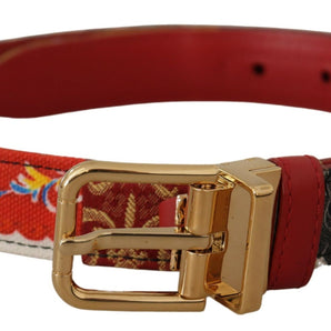 Dolce &amp; Gabbana Chic Multicolor Leather Belt with Engraved Buckle