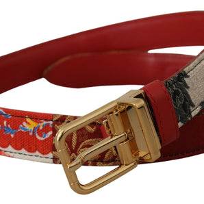 Dolce &amp; Gabbana Chic Multicolor Leather Belt with Engraved Buckle