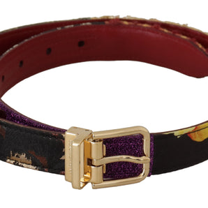 Dolce &amp; Gabbana Multicolor Canvas Leather Belt with Engraved Buckle