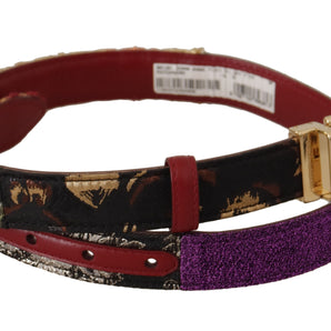 Dolce &amp; Gabbana Multicolor Canvas Leather Belt with Engraved Buckle