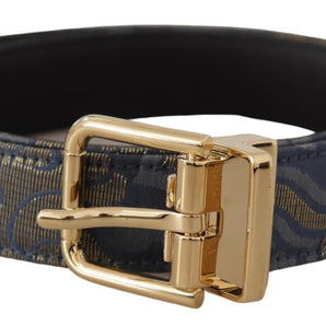 Dolce &amp; Gabbana Elegant Navy Blue Leather Belt