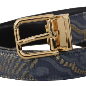 Dolce &amp; Gabbana Elegant Navy Blue Leather Belt