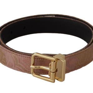 Dolce &amp; Gabbana Chic Rose Pink Leather Belt with Logo Buckle