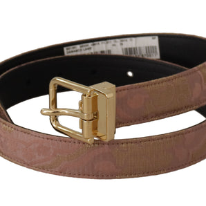 Dolce &amp; Gabbana Chic Rose Pink Leather Belt with Logo Buckle