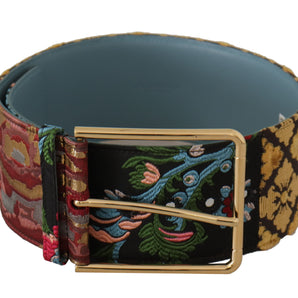 Dolce & Gabbana Multicolor Canvas Leather Statement Belt