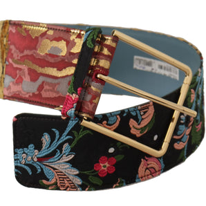 Dolce &amp; Gabbana Multicolor Canvas Leather Statement Belt