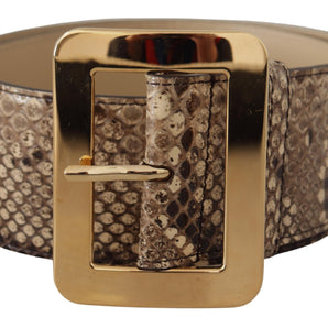 Dolce &amp; Gabbana Elegant Leather Belt with Engraved Buckle