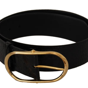 Dolce &amp; Gabbana Chic Black Leather Logo Belt