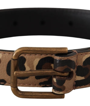 Dolce & Gabbana Brown Leopard Print Vintage Metal Waist Buckle Belt