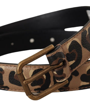 Dolce & Gabbana Brown Leopard Print Vintage Metal Waist Buckle Belt