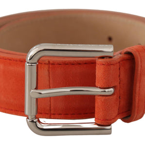 Dolce &amp; Gabbana Elegant Suede Leather Belt in Vibrant Orange