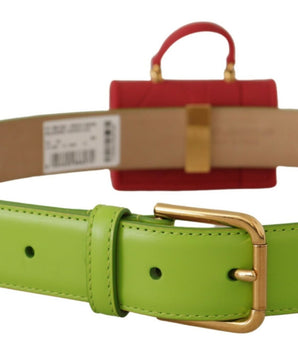 Dolce & Gabbana Green Leather Devotion Heart Micro Bag Headphones Belt