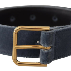 Dolce &amp; Gabbana Elegant Navy Velvet Designer Belt