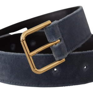 Dolce &amp; Gabbana Elegant Navy Velvet Designer Belt