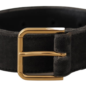 Dolce &amp; Gabbana Elegant Velvet Belt with Engraved Buckle