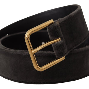 Dolce &amp; Gabbana Elegant Velvet Belt with Engraved Buckle