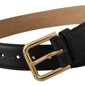 Dolce &amp; Gabbana Elegant Leather Belt with Logo Buckle