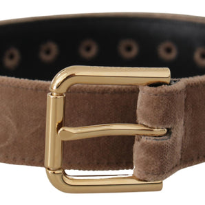 Dolce &amp; Gabbana Elegant Velvet Logo Buckle Belt