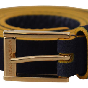 Dolce &amp; Gabbana Chic Blue Suede Logo Buckle Belt