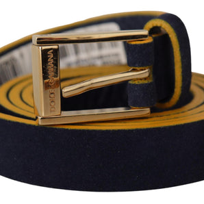 Dolce &amp; Gabbana Chic Blue Suede Logo Buckle Belt