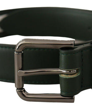 Dolce & Gabbana Army Green Leather Logo Metal Waist Buckle Belt