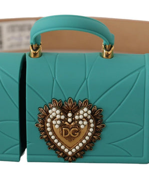 Dolce & Gabbana Orange Leather Devotion Heart Micro Bag Headphones Belt