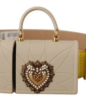 Dolce &amp; Gabbana Cinturón Chic de Piel Amarilla con Funda para Auriculares