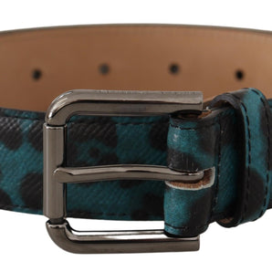 Dolce &amp; Gabbana Engraved Logo Leather Belt in Blue Green