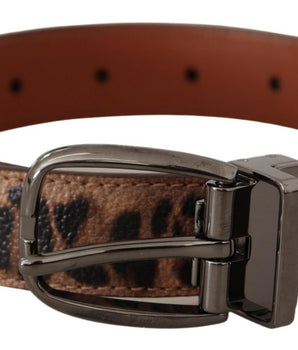 Dolce & Gabbana Brown Leopard Embossed Leather Buckle Belt