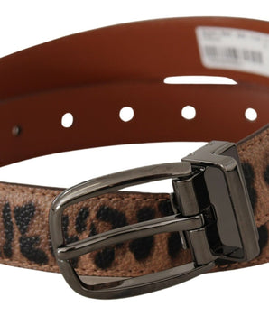 Dolce & Gabbana Brown Leopard Embossed Leather Buckle Belt