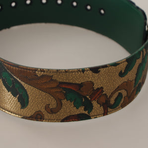 Dolce & Gabbana Elegant Green Leather Belt with Logo Buckle