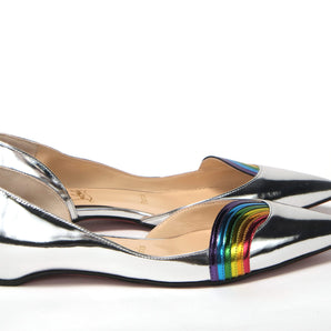 Christian Louboutin Silver Patentleather Flat Point Toe Shoe