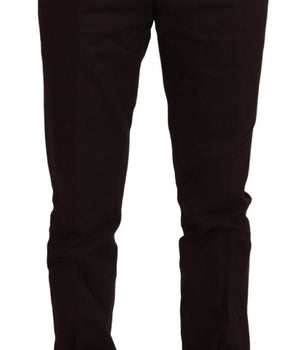BENCIVENGA Brown Cotton Tapered Formal Men Pants