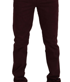 CYCLE Maroon Cotton Stretch Skinny Casual Men Pants