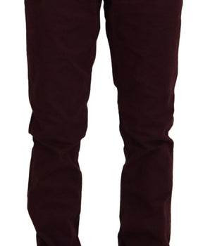 CYCLE Maroon Cotton Stretch Skinny Casual Men Pants