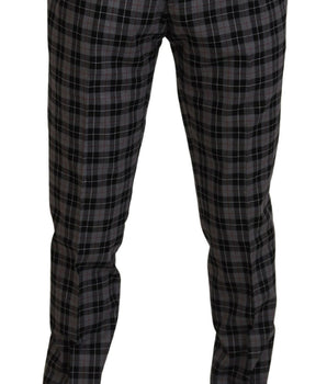 BENCIVENGA Gray Checkered Slim Fit Men Pants