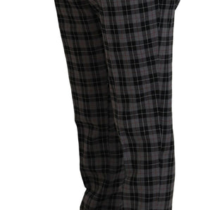 BENCIVENGA Elegant Gray Checked Gentleman's Chinos